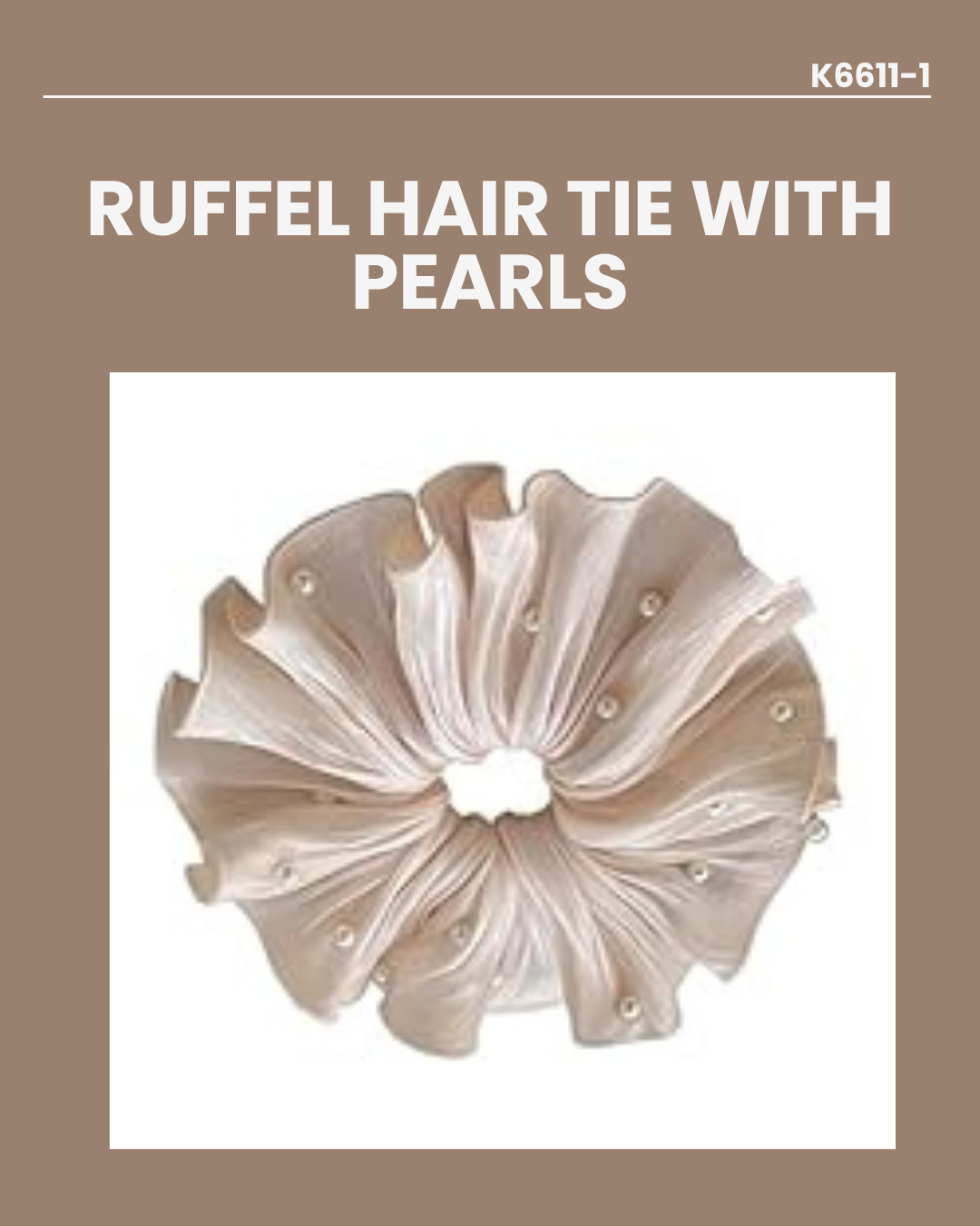 Ruffle Hair Tie with Pearl's K6611-1