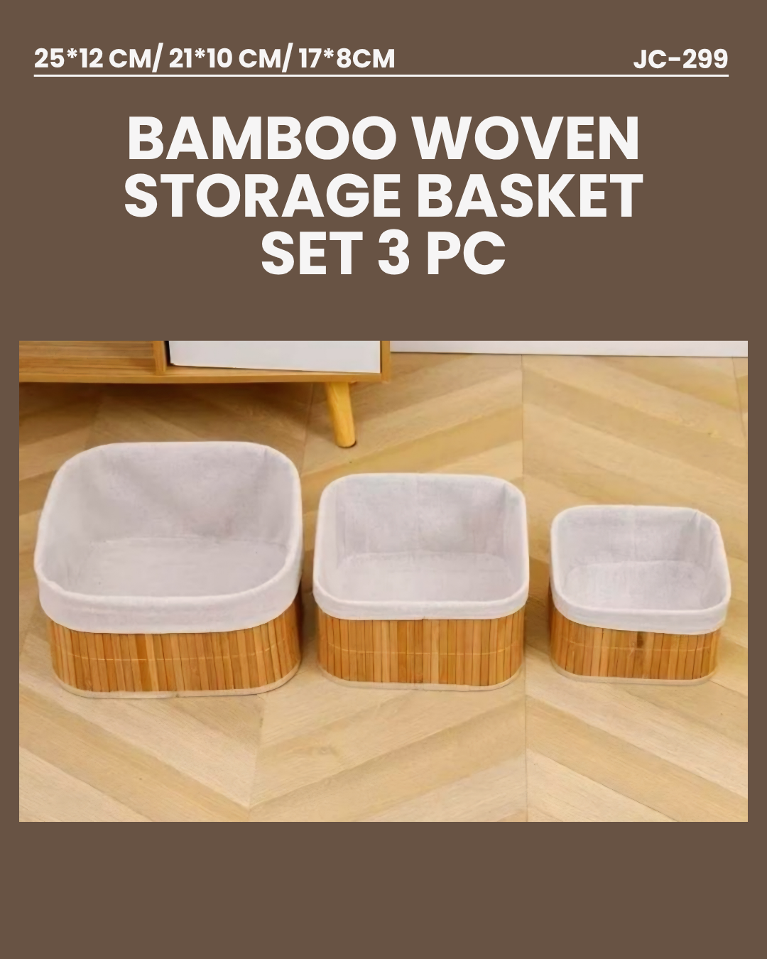 Bamboo Woven Storage Basket Set 3pc JC299