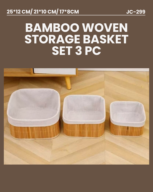 Bamboo Woven Storage Basket Set 3pc JC299