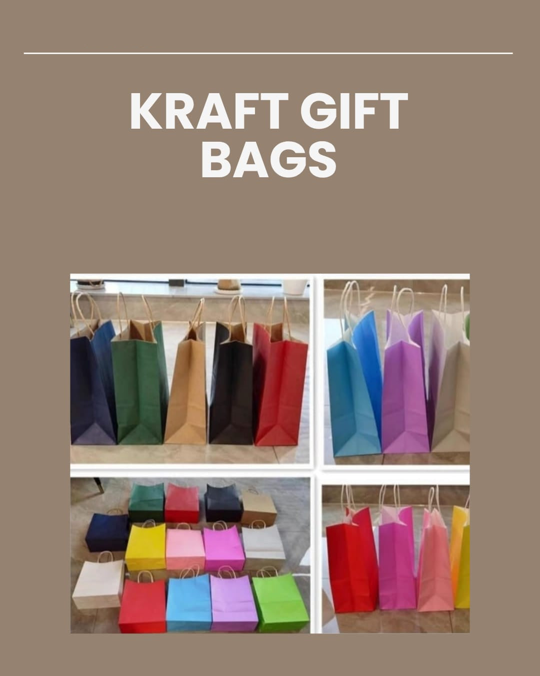12pc Kraft Gift Bags 33X26X12 - 8628-3