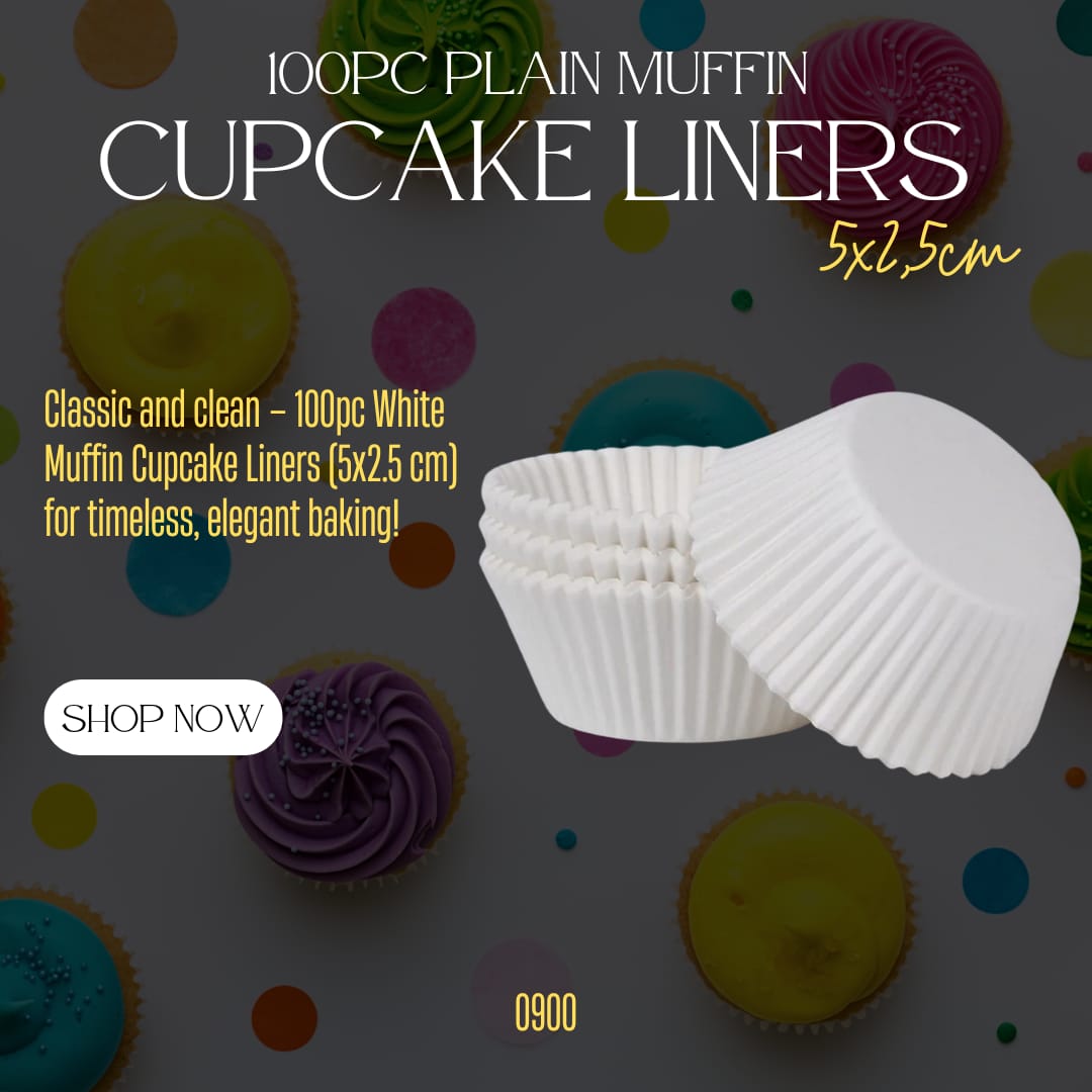 100pc Plain Muffin Cup Cake Liners 0900 5x2.5cm