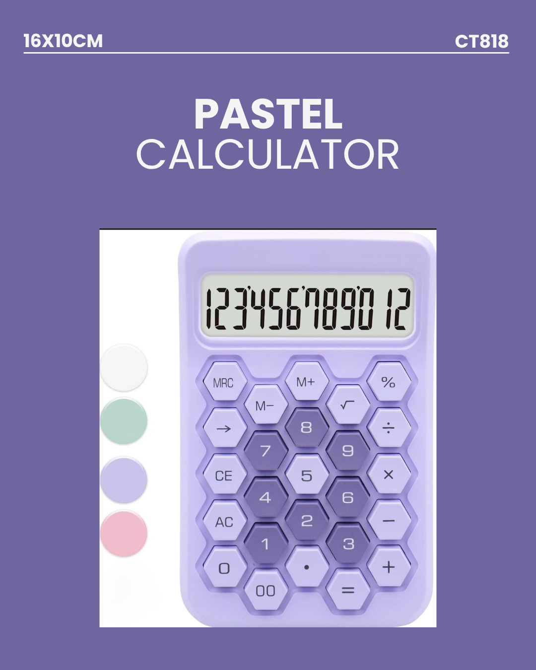 Pastel Calculator- Hexagonal CT818