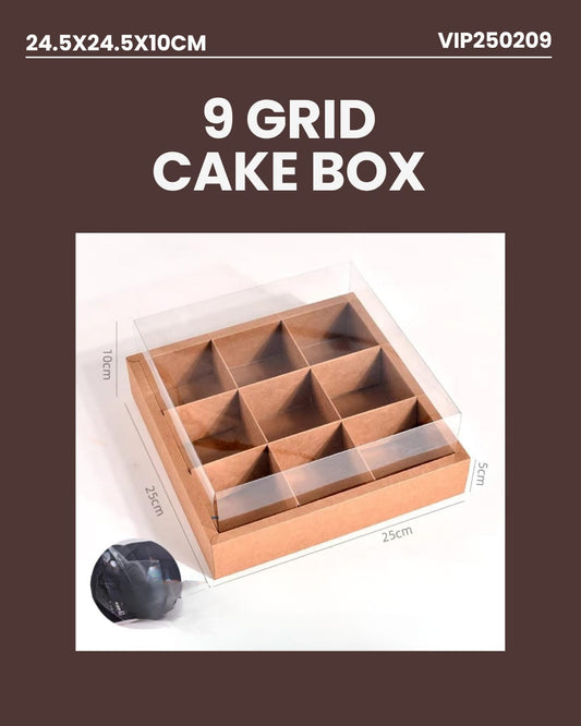 9 Grid Cake Box 24.5x24.5x10cm
