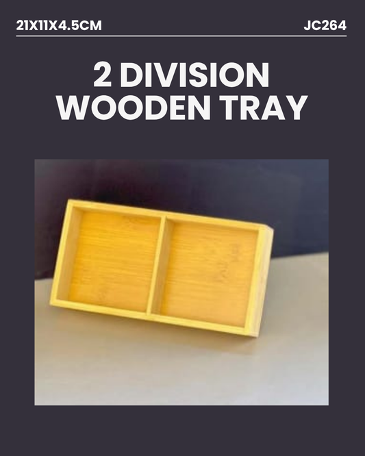 2 Division Wooden Tray 21x11x4.5cm JC264