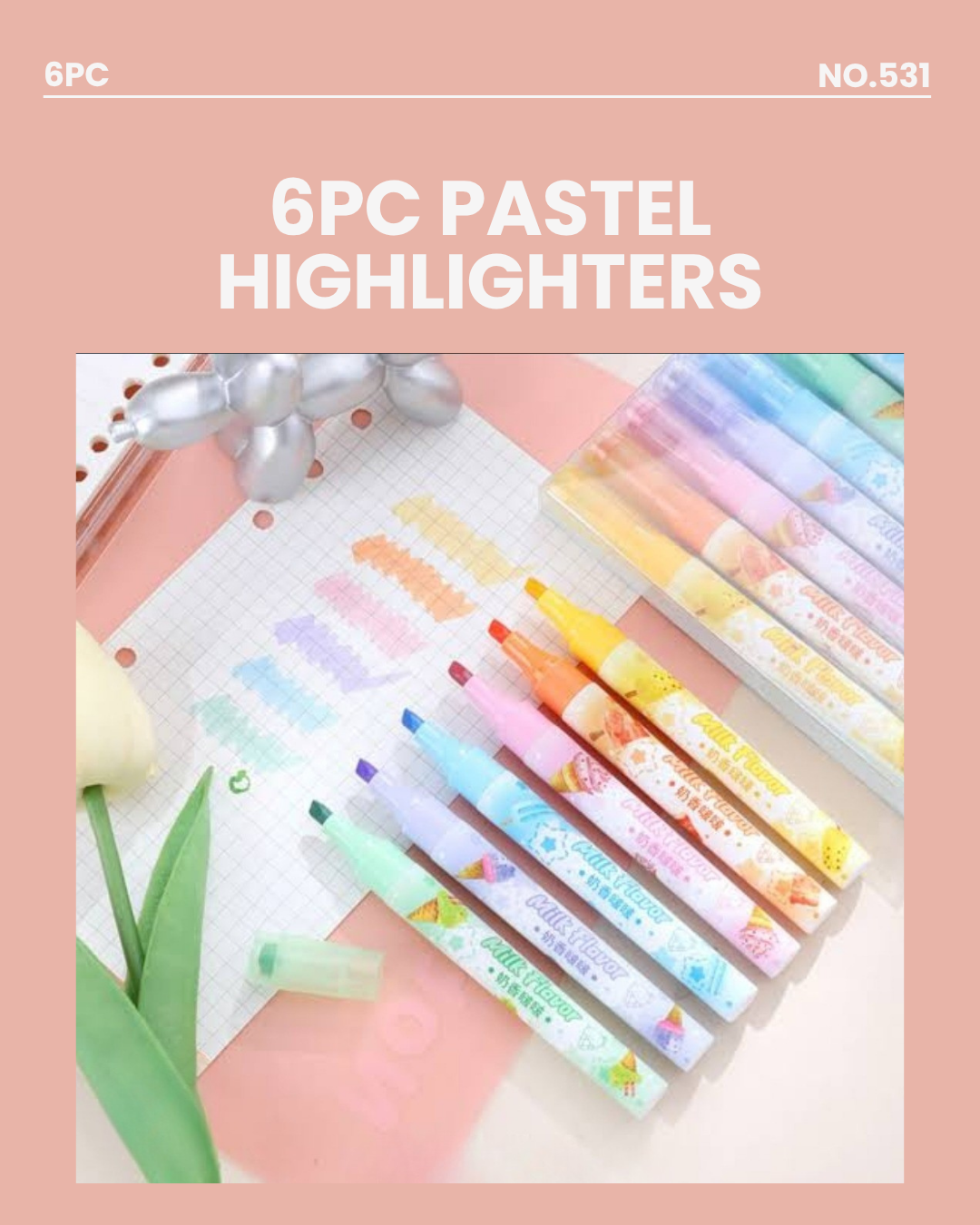 6pc Pastel Highlighters No531