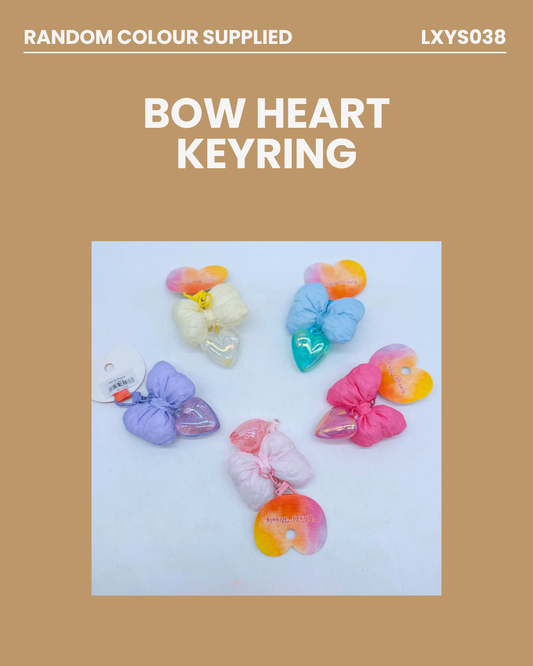 Bow Heart Keyring RANDOM COLOUR SUPPLIED LXYS038