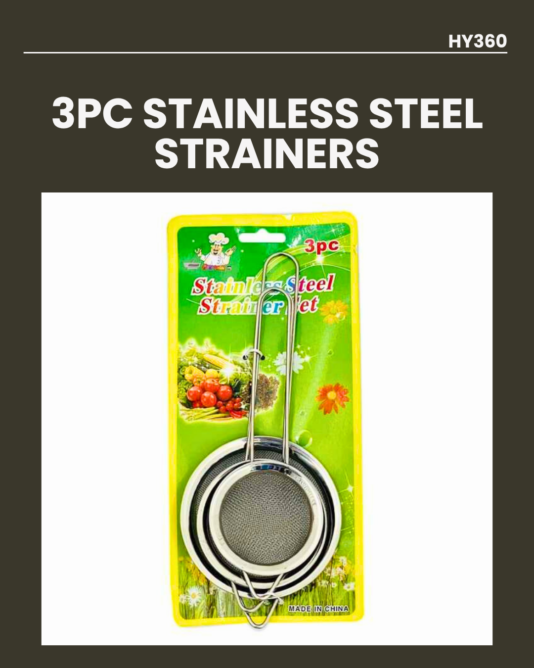 3pc Stainless Steel Strainer Set HY360