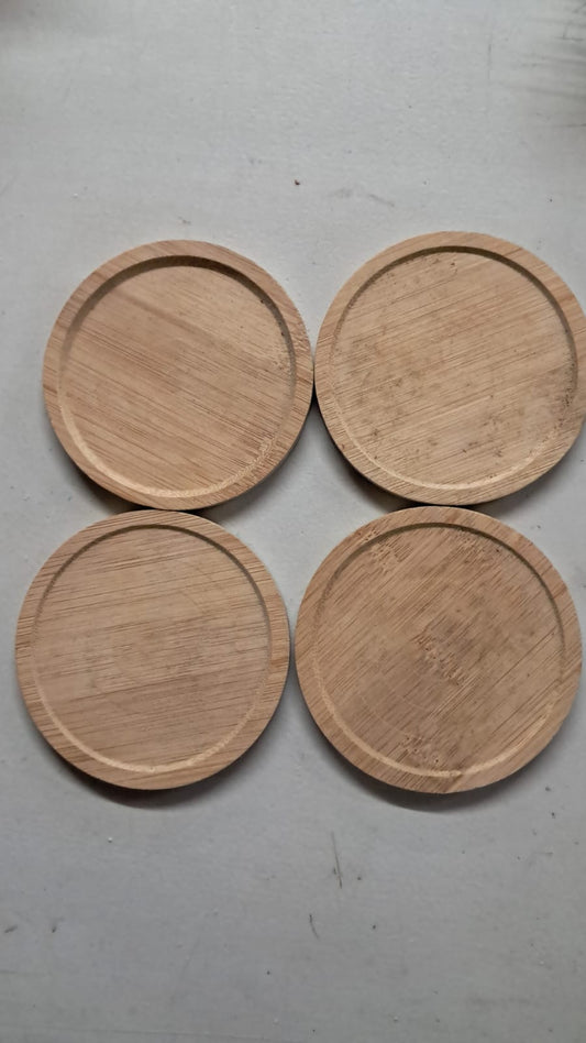 4pc Round wooden Coasters 10cm - slightly mouldy
