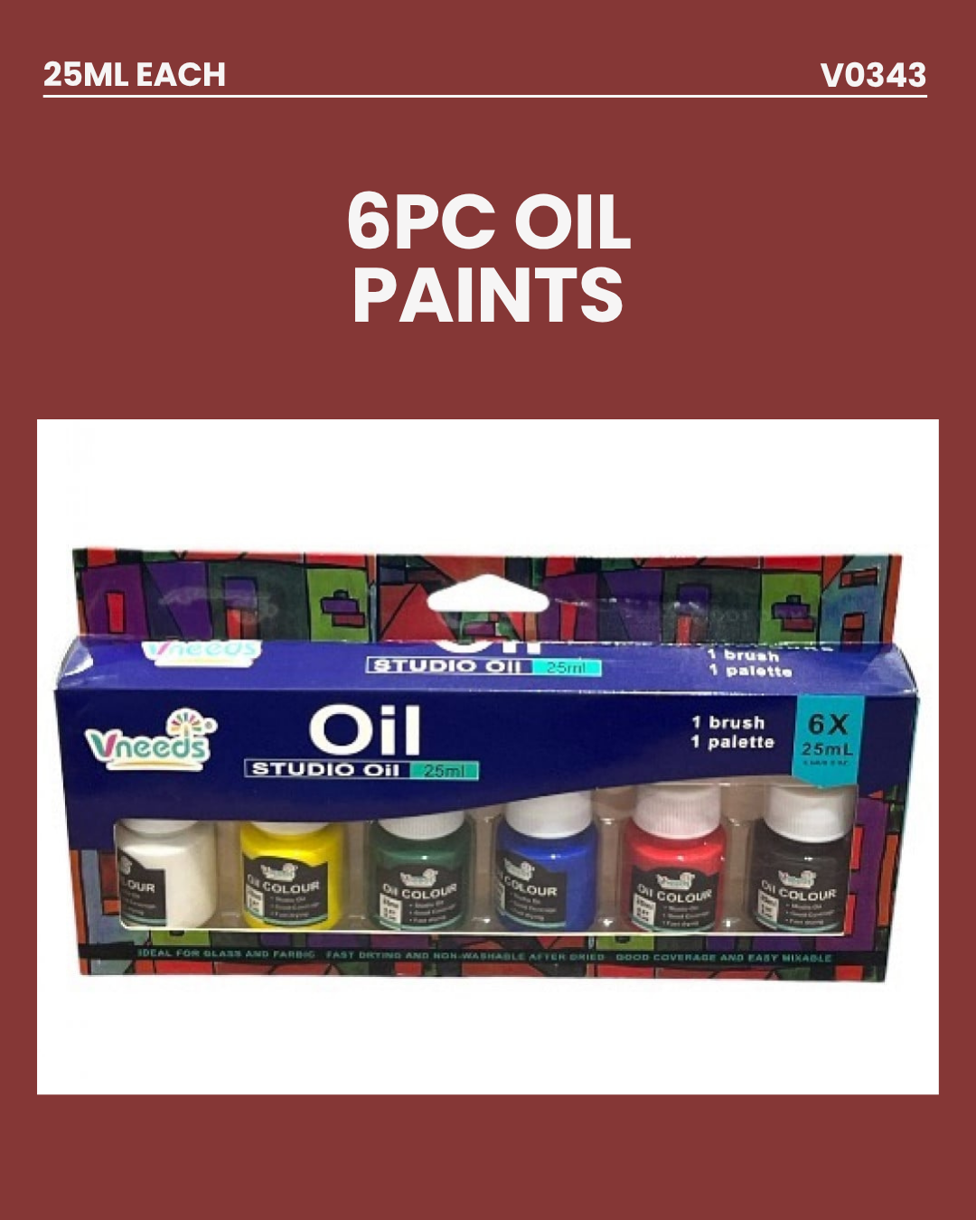 6pc Oil Paints V0343