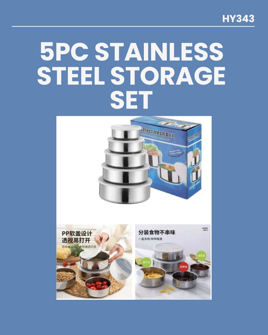 5pc Stainless Steel Storage Set 10/12/14/16/18cm HY343