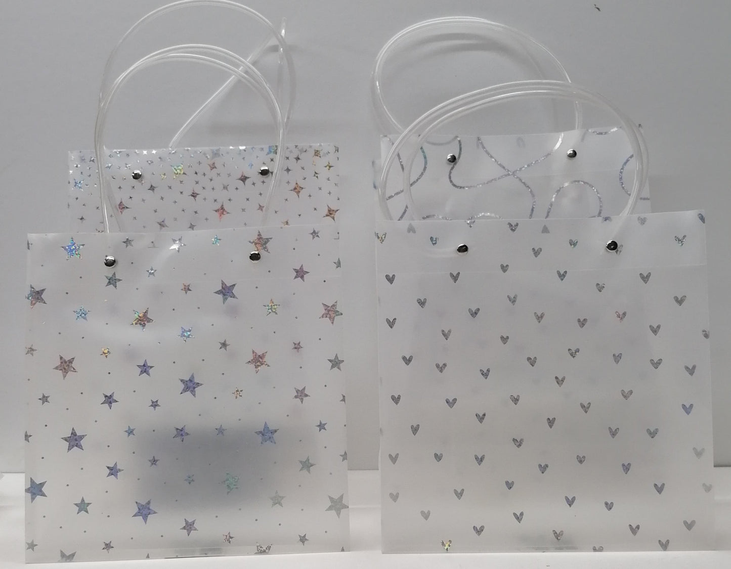 Silver Print Plastic Gift Bag 2840 22x21.5x10cm