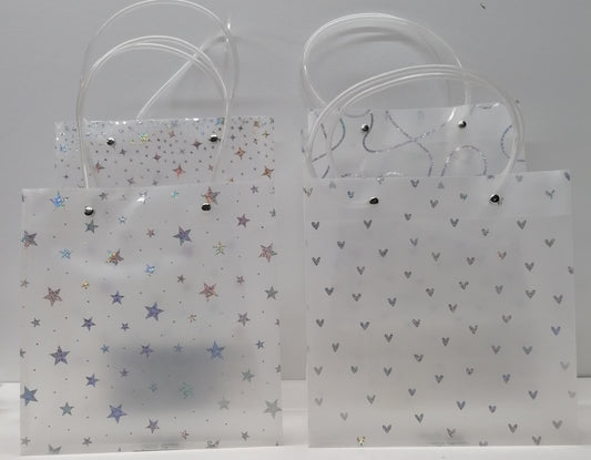 Silver Print Plastic Gift Bag 2840 22x21.5x10cm