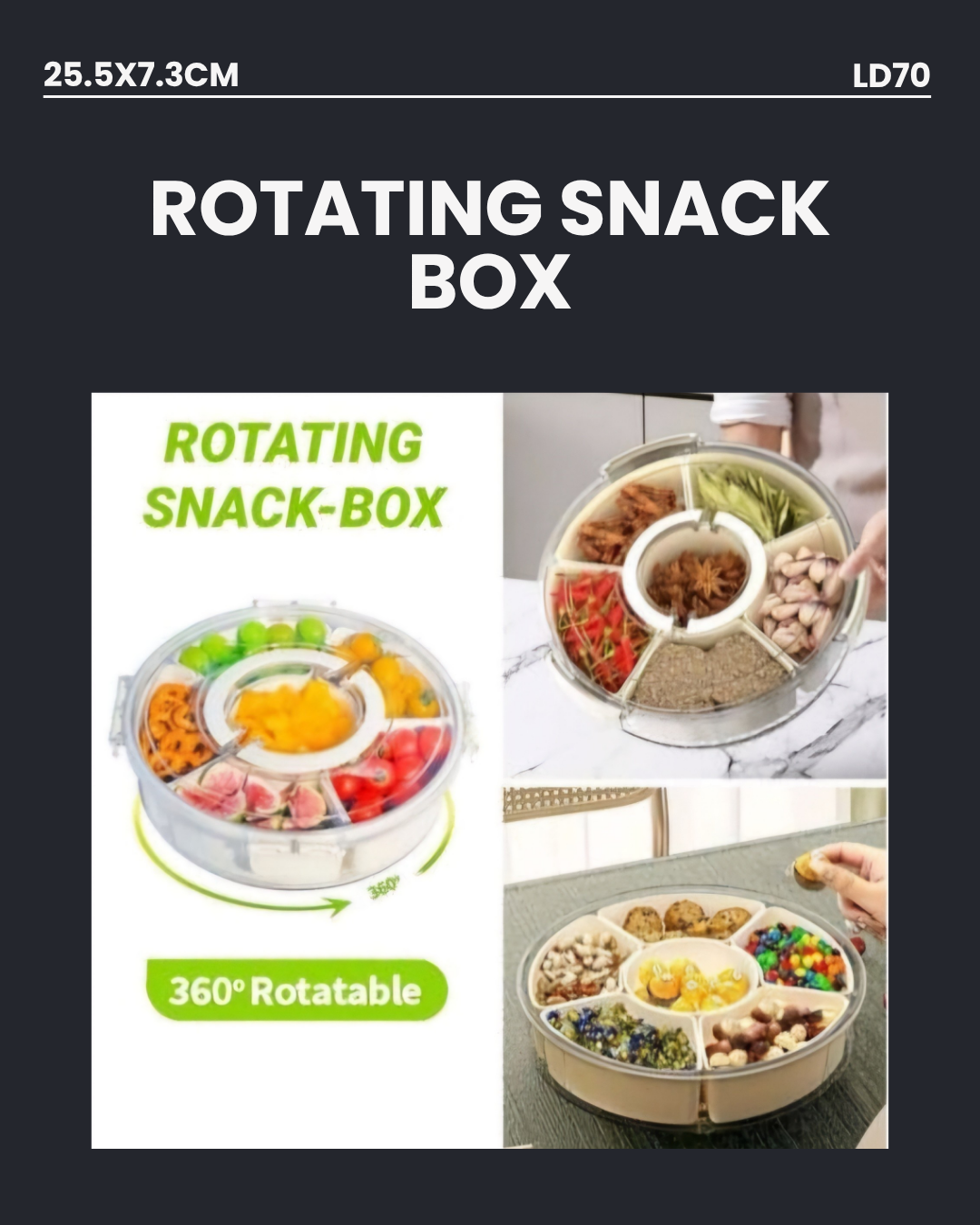 Rotating Snack Box 25.5x7.3cm LD70