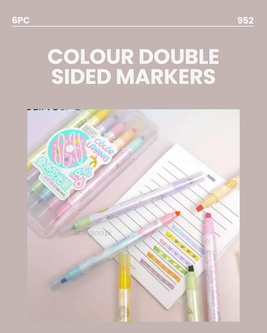 6pc Colour DOUBLE Sided Markers 952