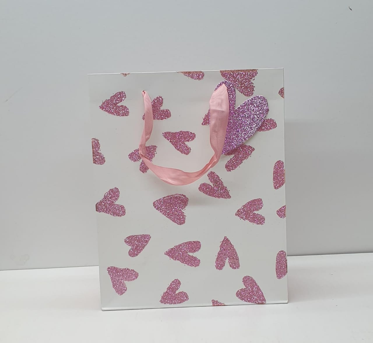 Glitter Heart And Stars Gift Bag 9845 26 x 32 x 12.5cm