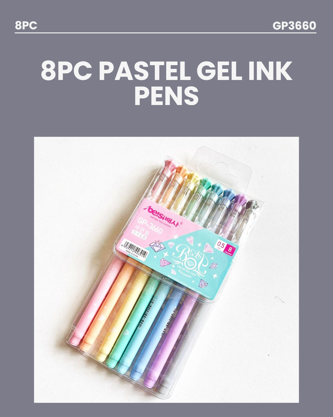 8pc Pastel Gel Ink Pens GP3660