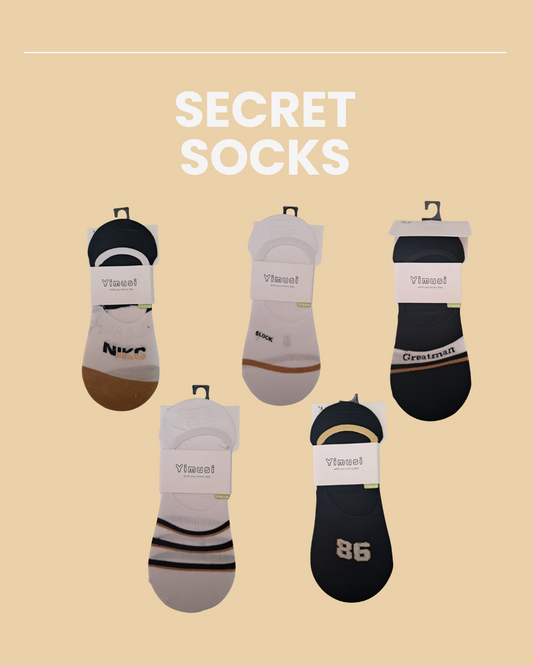 Secret Socks - M5634 - Black-White-Mustard