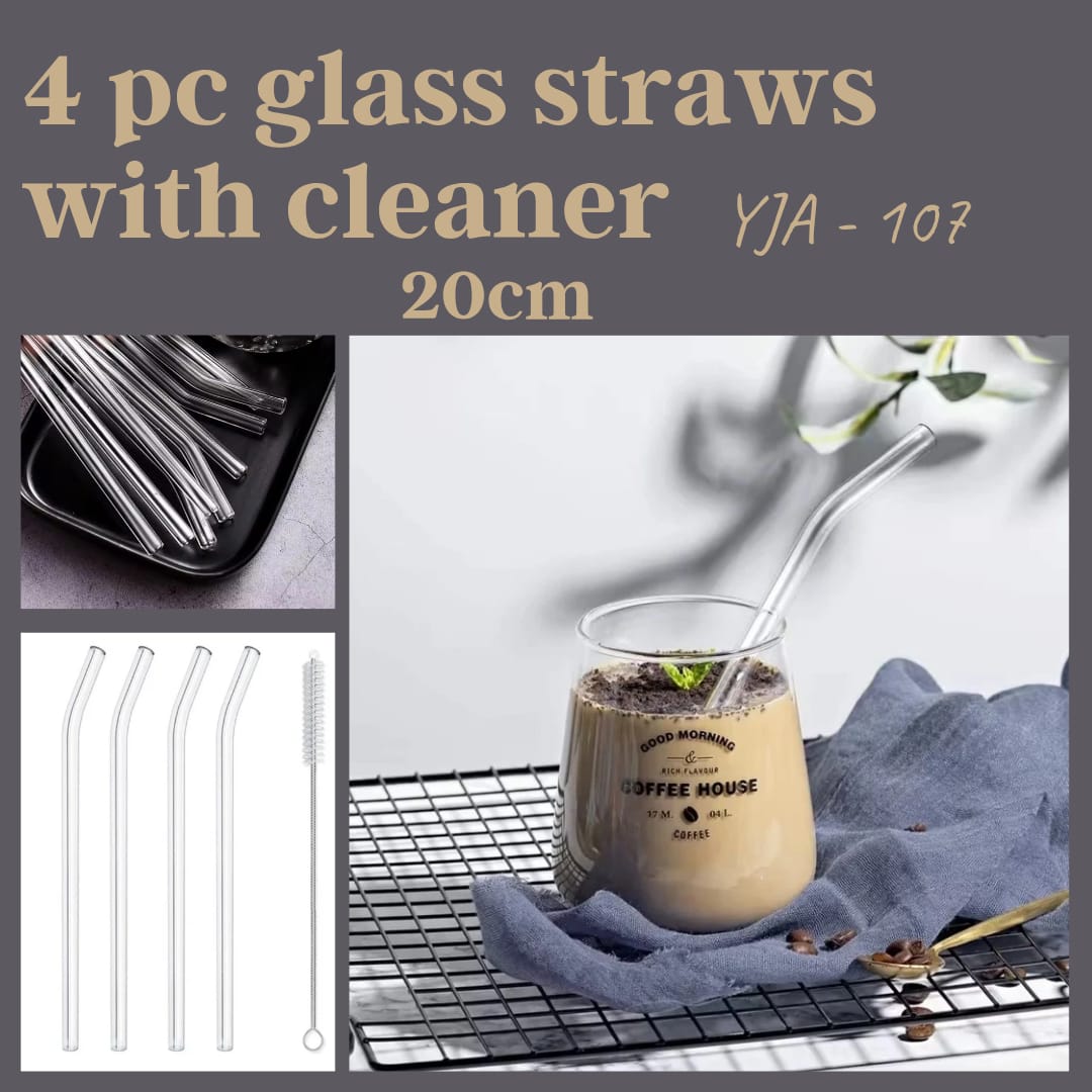 4pc Glass Straws With Cleaner YJA 107