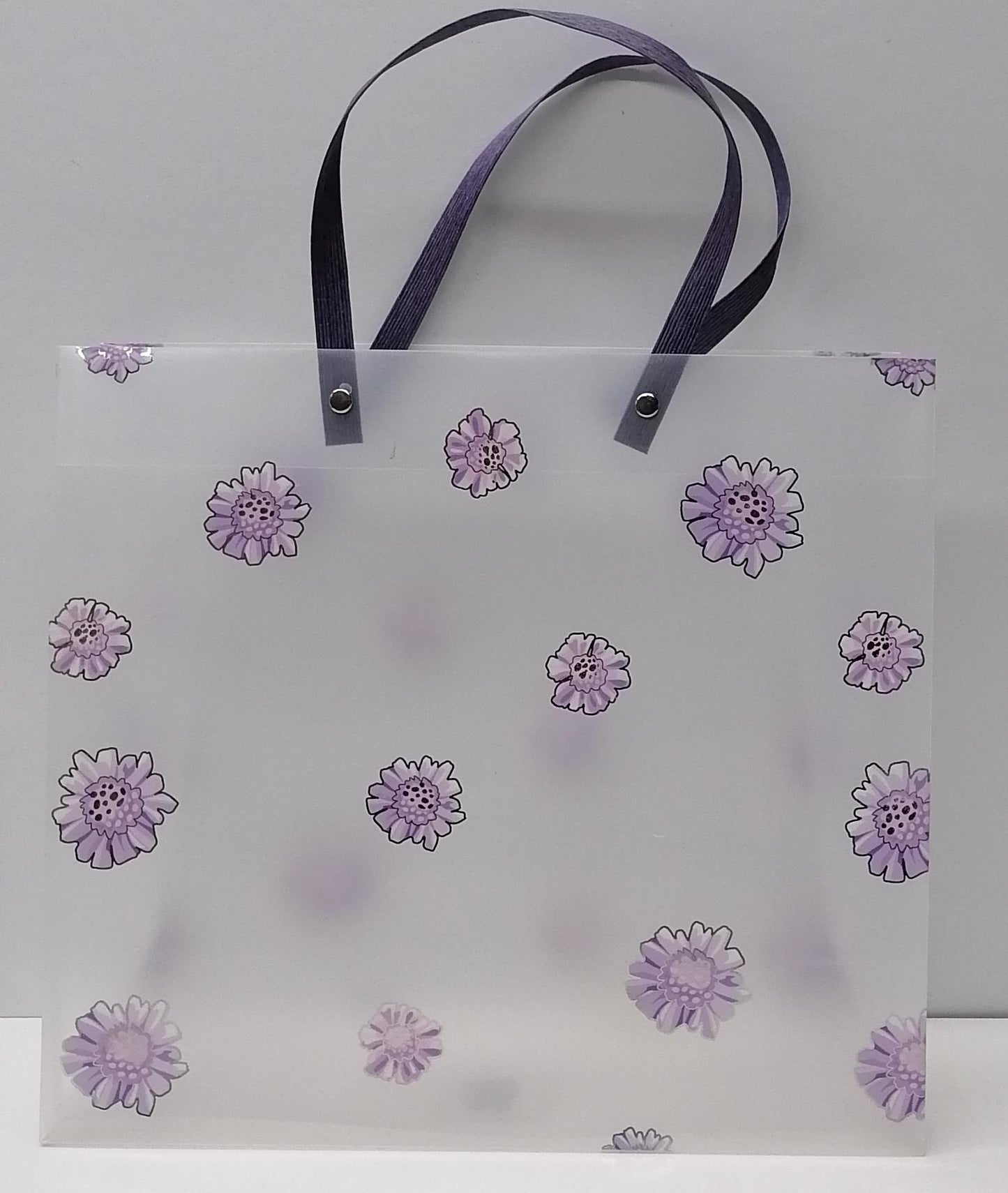 Clear Purple Gift Bag with Flowers Print 8667 30x27x12cm
