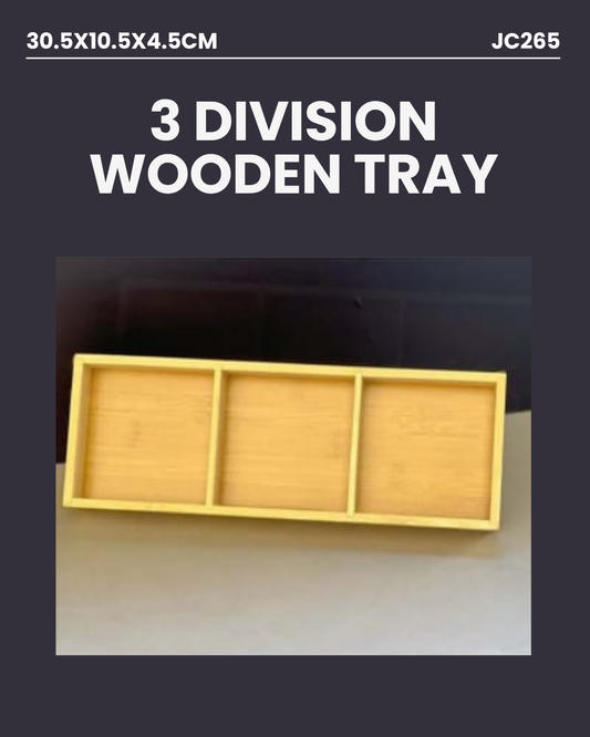 3 Division Wooden Tray 30.5x10.5x4.5cm JC265