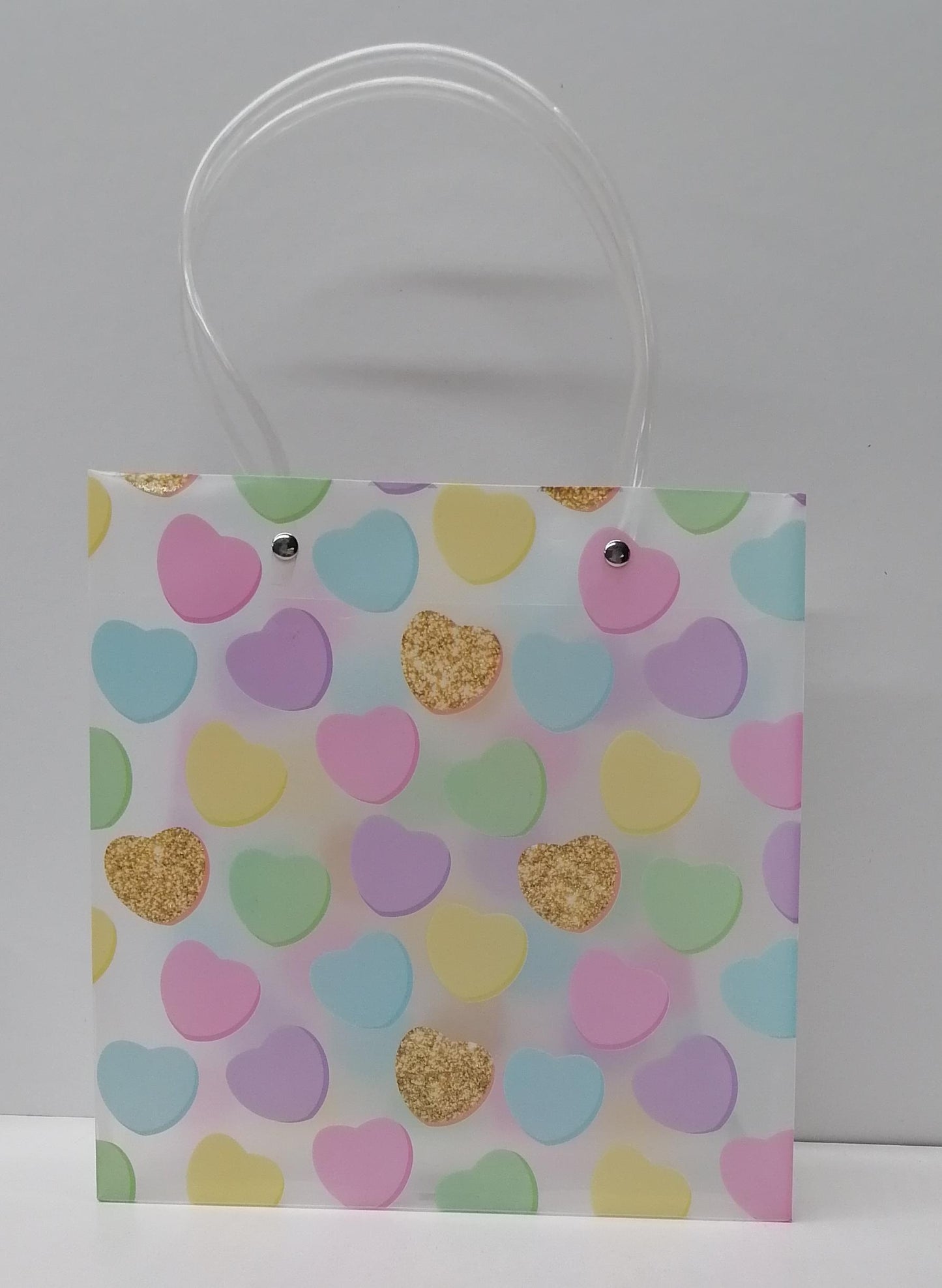 Clear Gift Bag With Hearts 2871 22x21.5x10cm