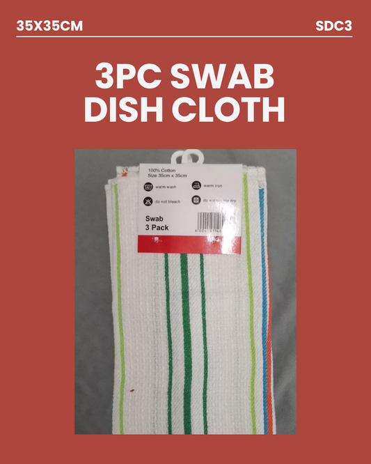 3pc Swab Dish Cloth 35x35cm SDC3