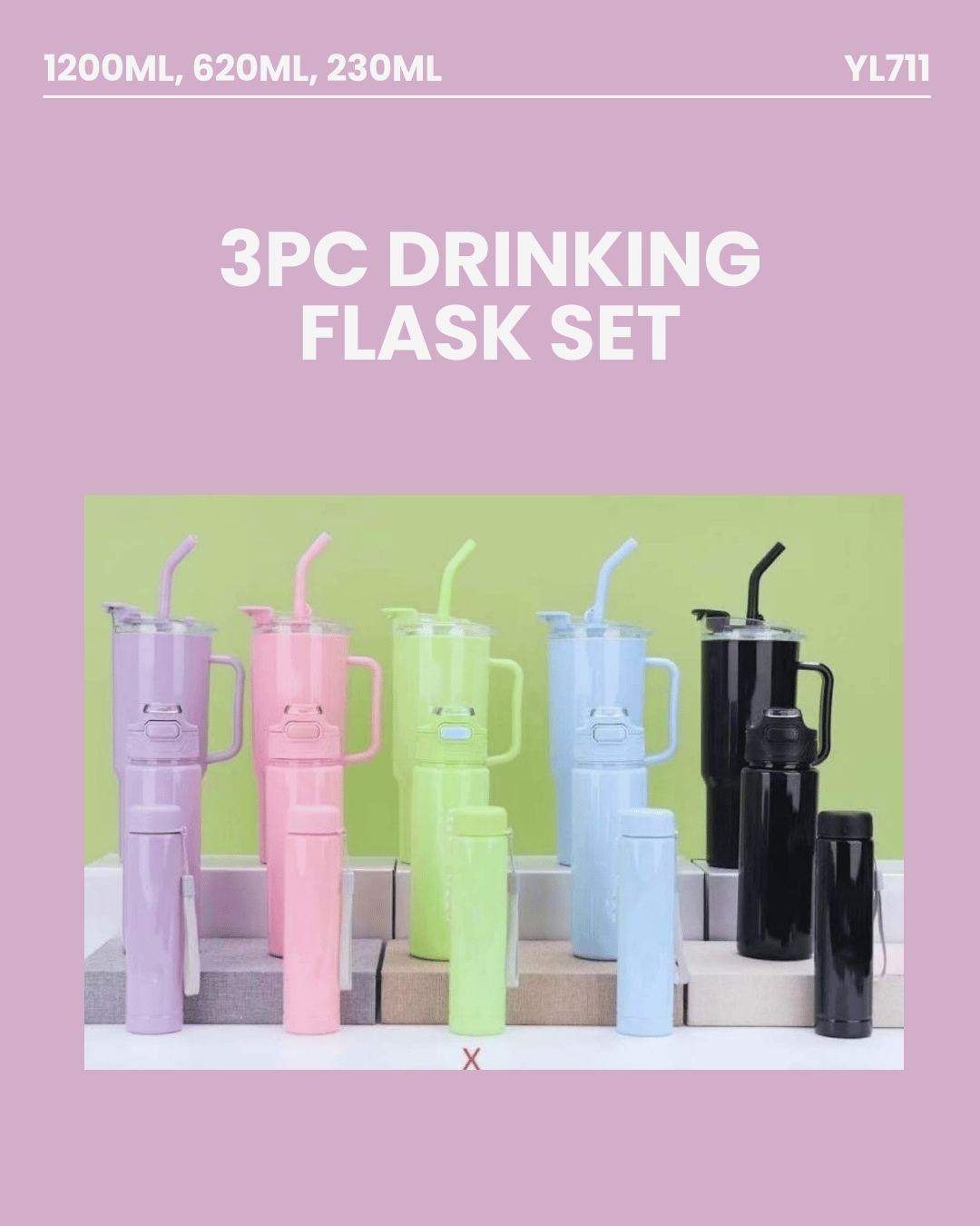 3pc Drinking Flask Set YL711