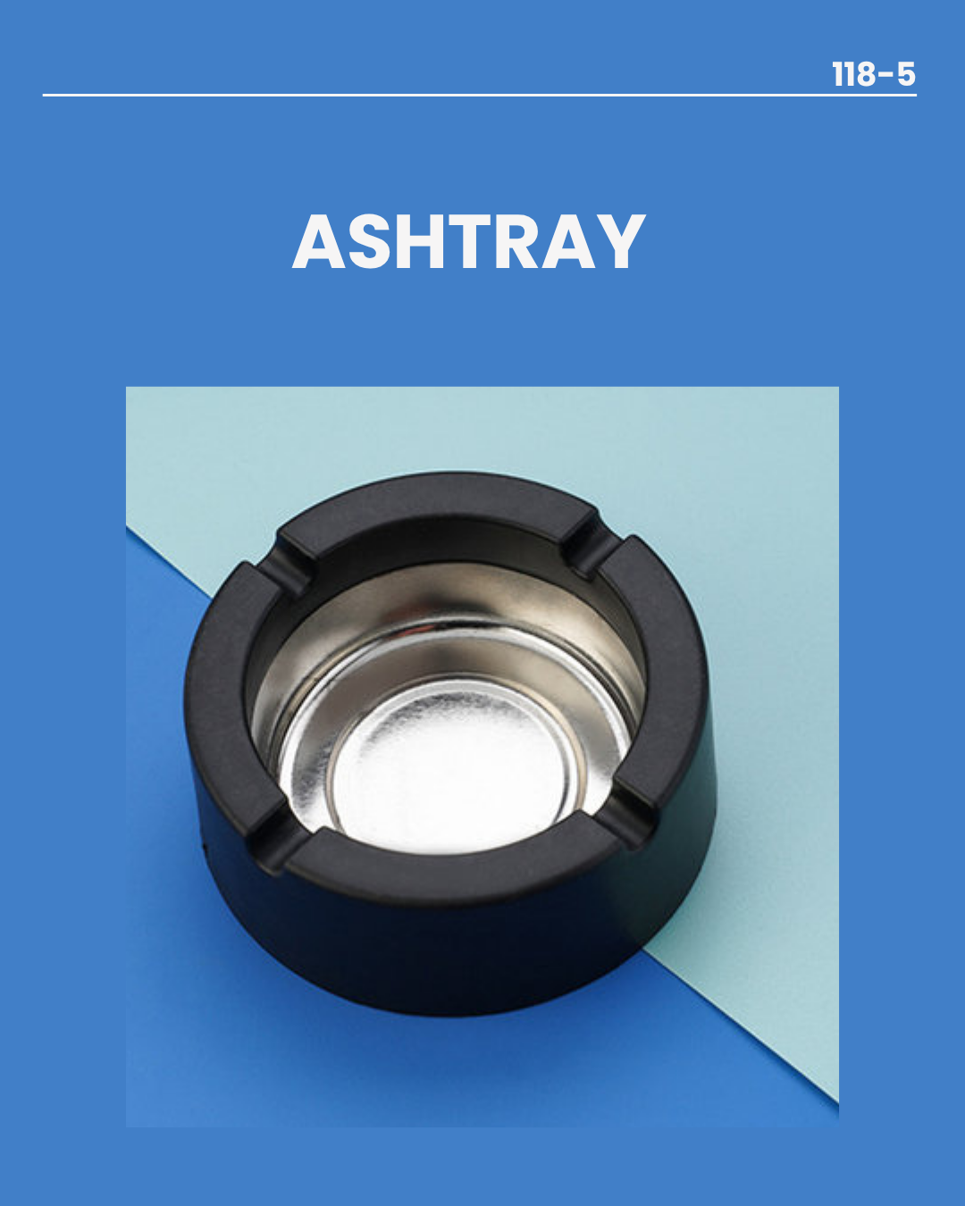 Ashtray 10x4cm Plastic Rim Metal Middle 118-5