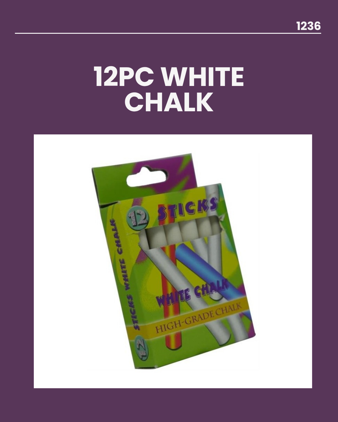 12pc White Chalk 1236