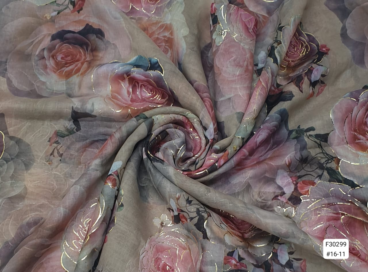 AZ-Zahabun Floral/Gold Embossed Scarf F30299 183x75cm