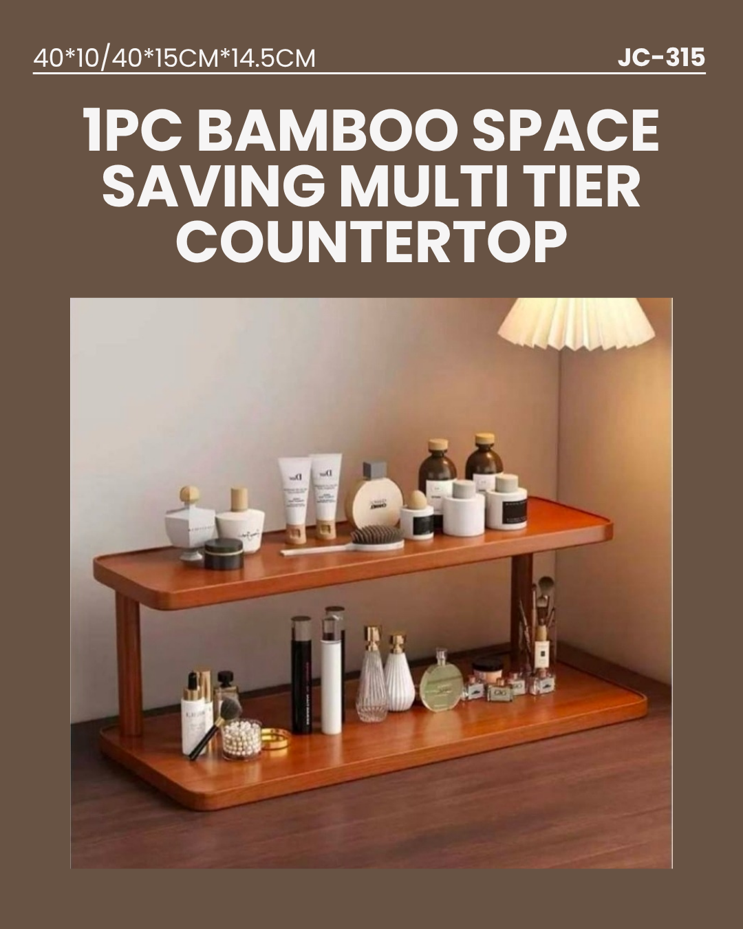 1pc Bamboo Space Saving Multi Tier Countertop JC315