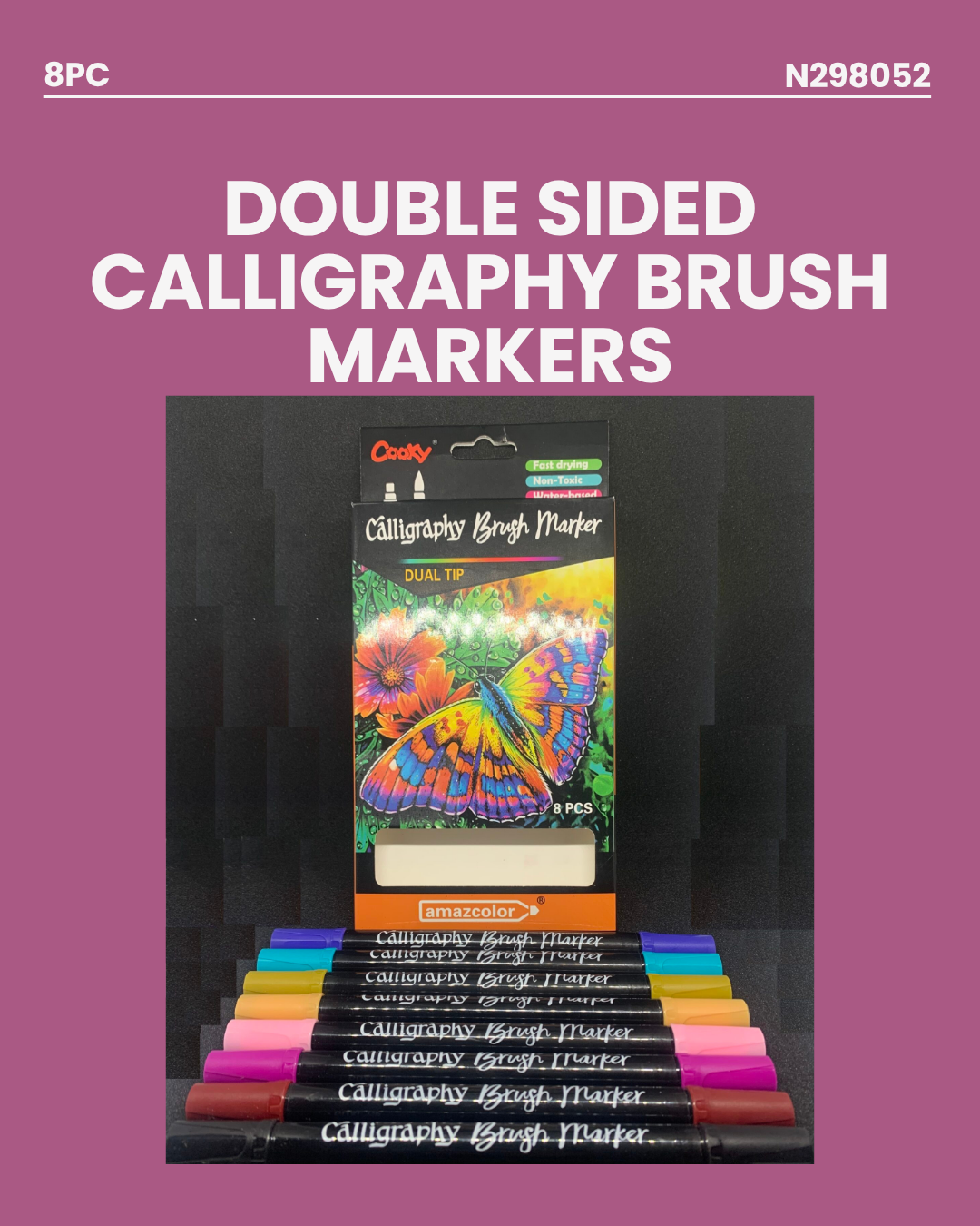 8pc Double-sided Calligraphy Brush Markers N298052