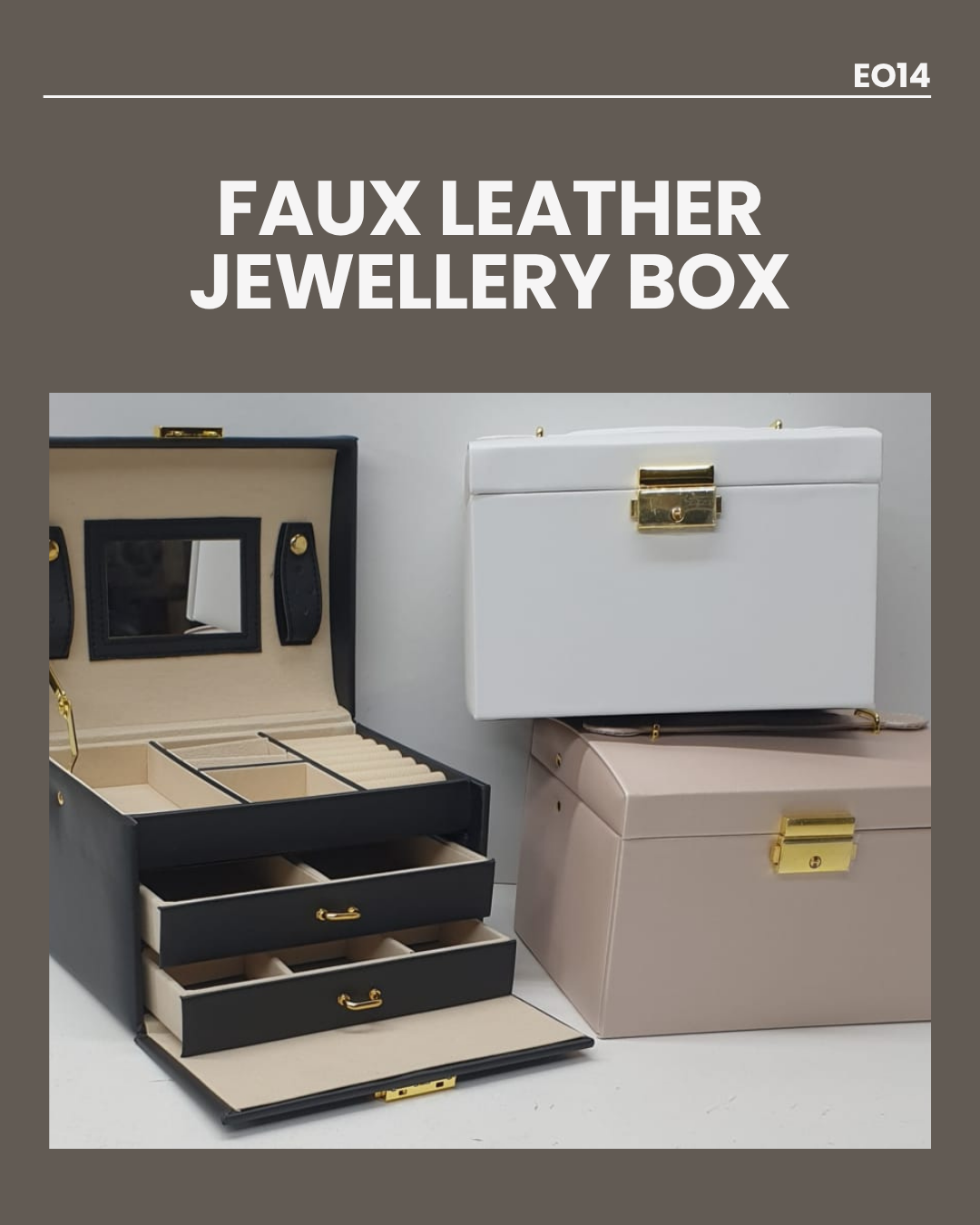 Faux Leather Jewellery Box 17.5x14x11cm EO14