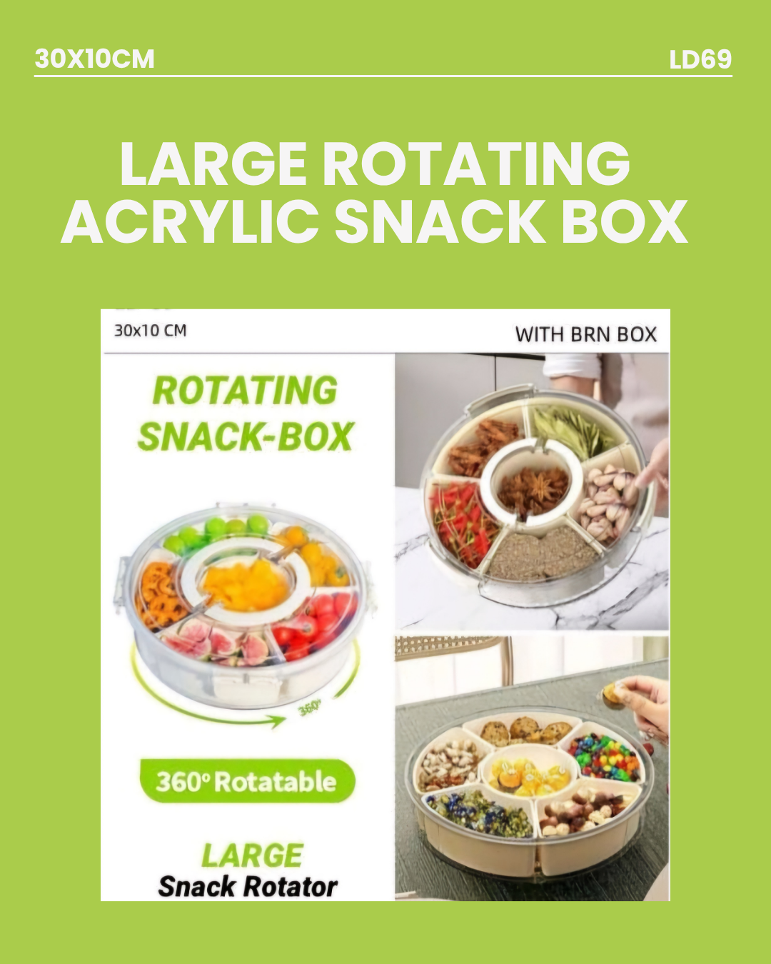 Large Rotating Acrylic Snack Box 30x10cm LD69