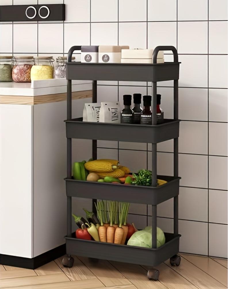 4 Tier Multifunctional  Rolling Utility Cart 60x37x27cm LD-19
