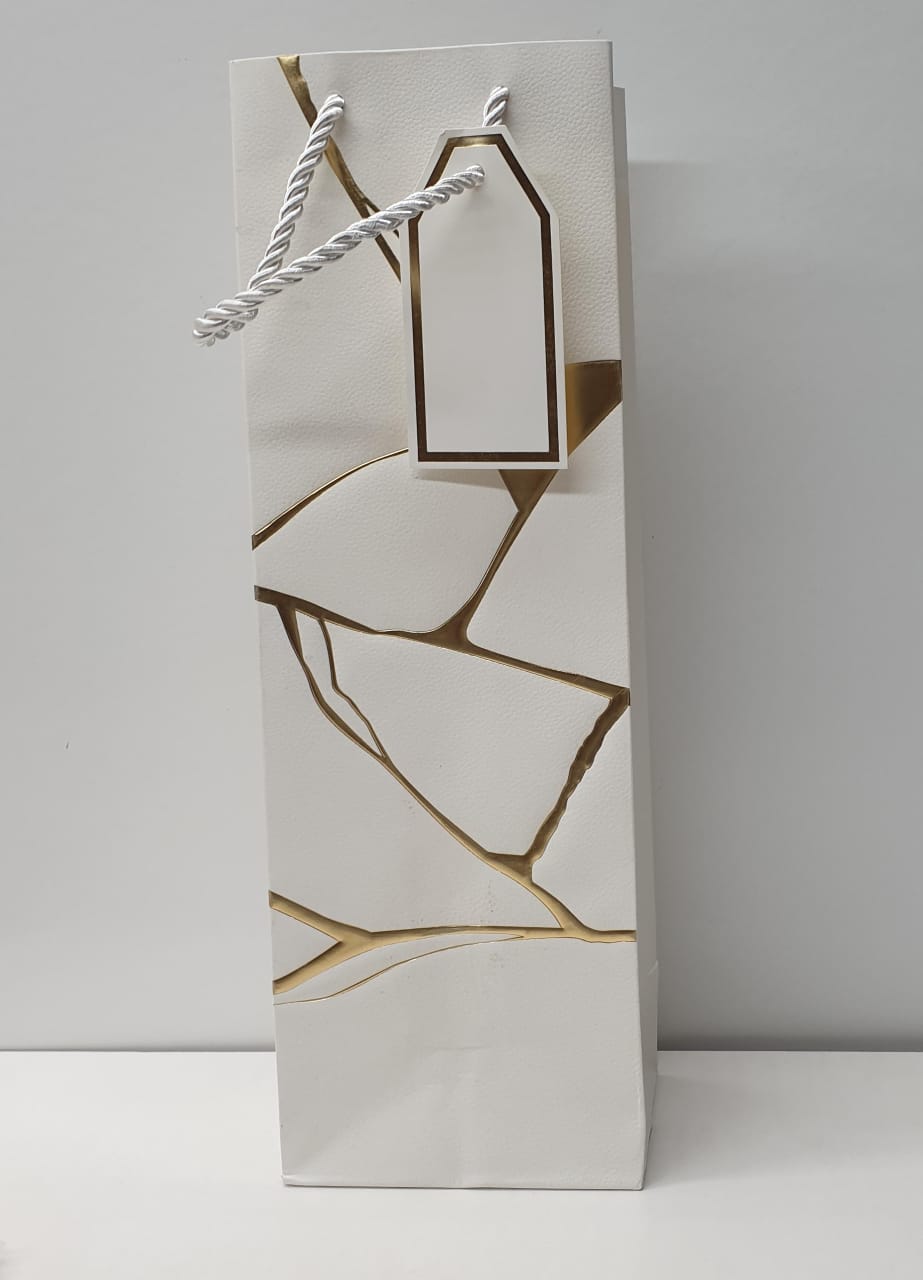 Long Gold Marble Gift Bag 37x12x8cm 0185