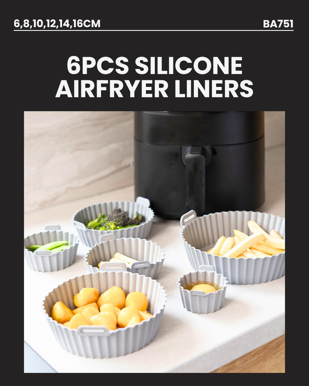 6pcs Silicone Airfryer Liners BA-741