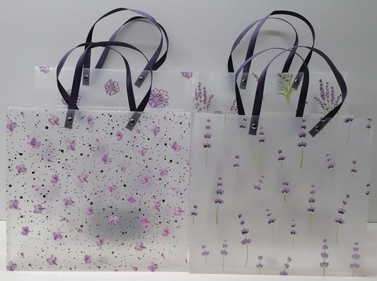 Clear Purple Gift Bag with Flowers Print 8667 30x27x12cm
