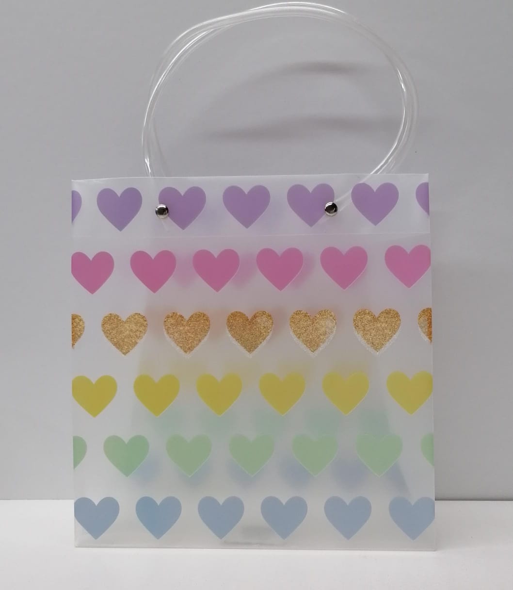 Clear Gift Bag With Hearts 2871 22x21.5x10cm