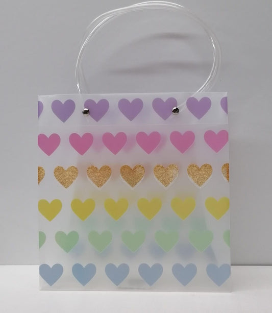 Clear Gift Bag With Hearts 2871 22x21.5x10cm