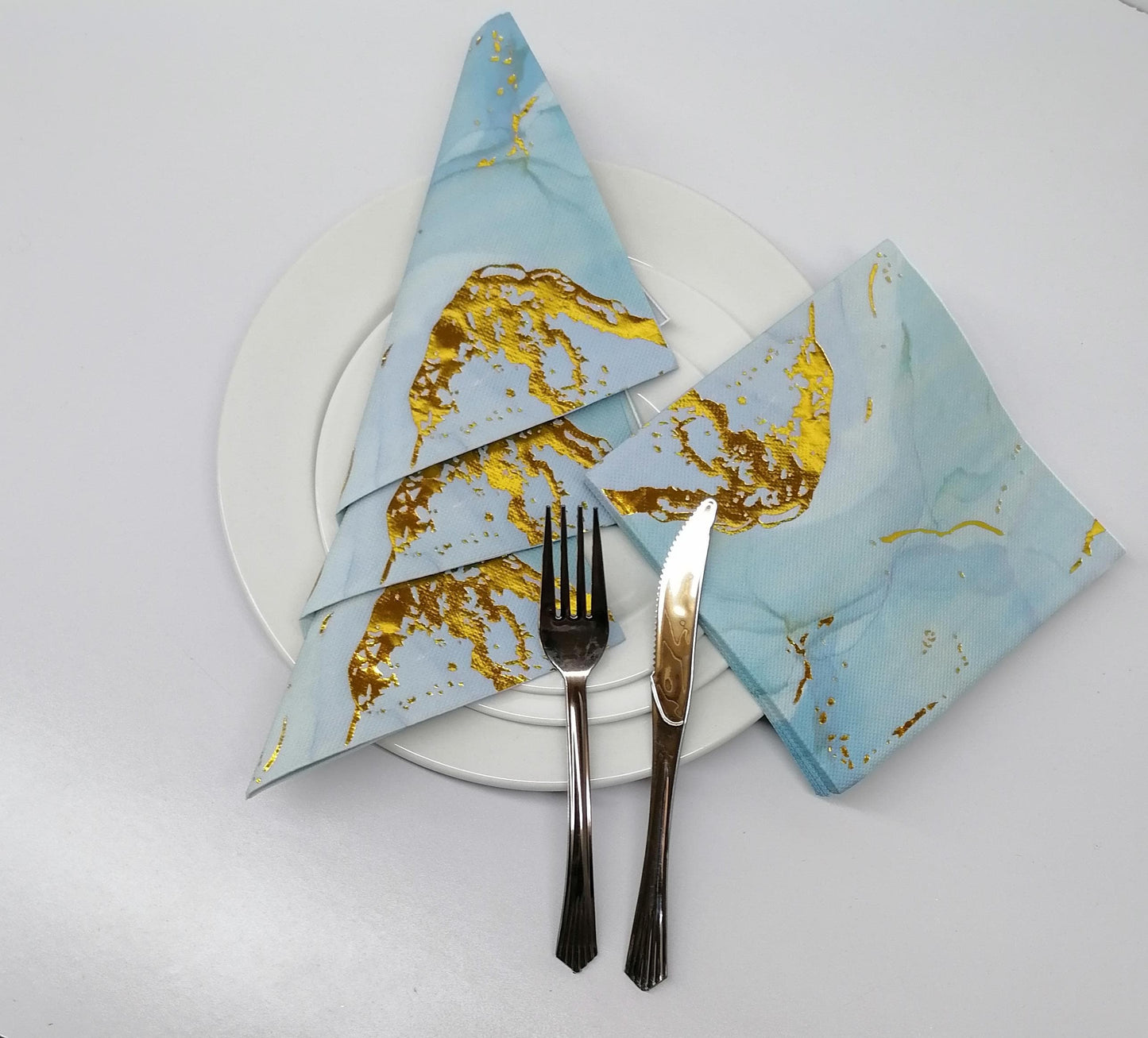 Gold Foil Print Serviettes 20pc M0104