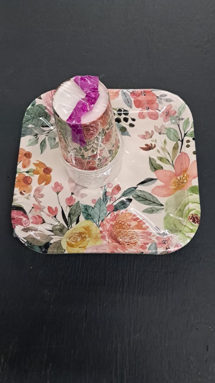 10pc Paper Plates And 10pc Paper Cup Set 1005